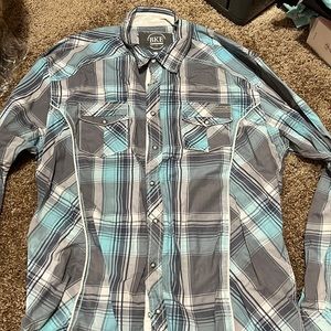 BKE athletic fit mens pearl snap button down shirt. 2 pockets. Size 2X